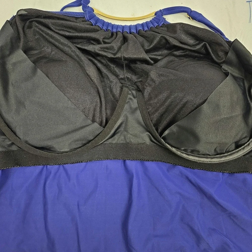 MAGICSUIT Womens 22W Estilo Swimsuit Dress Blue Indigo One Piece‎ Gold Detailing